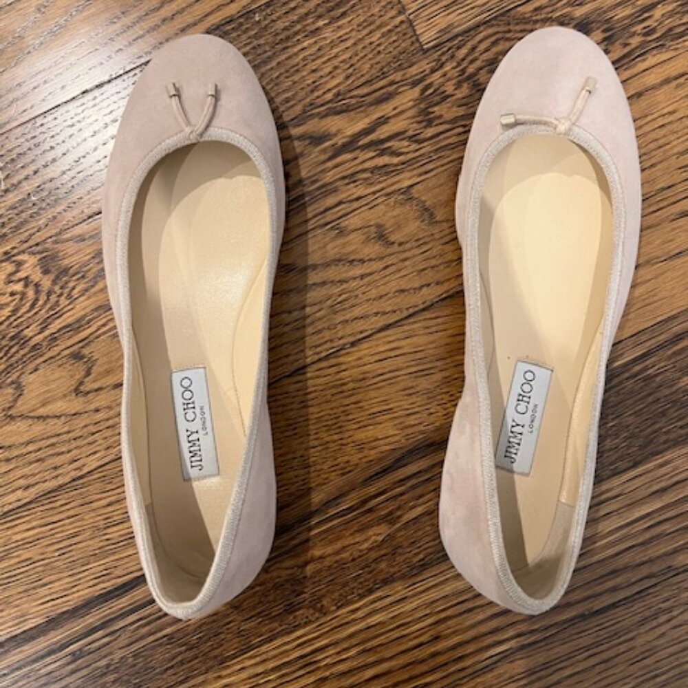 Jimmy Choo Light Pink Suede Ballet Flat